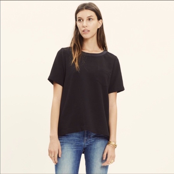 Madewell Tops - Madewell black crepe short sleeved tee Sz M